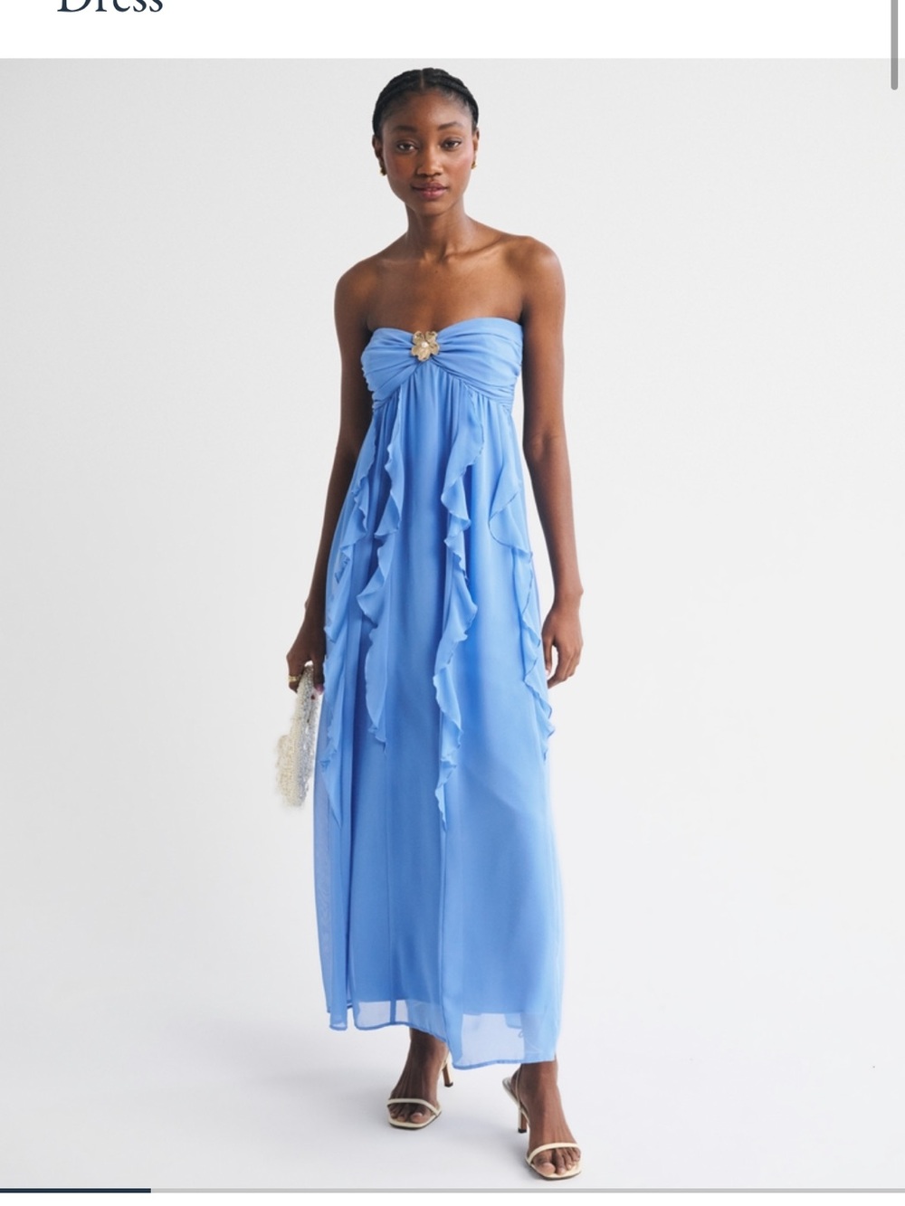 Abercrombie & Fitch Strapless Ruffle Maxi Dress in Periwinkle
